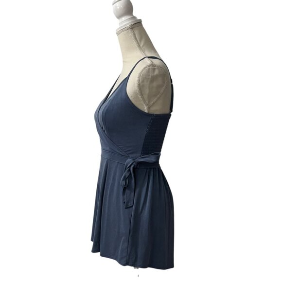 Vintage Abercrombie & Fitch Y2K Blue Faux Wrap Spaghetti Strap Romper Size S - Picture 4 of 10